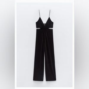 NWT | Rhinestone strap velvet jumpsuit
